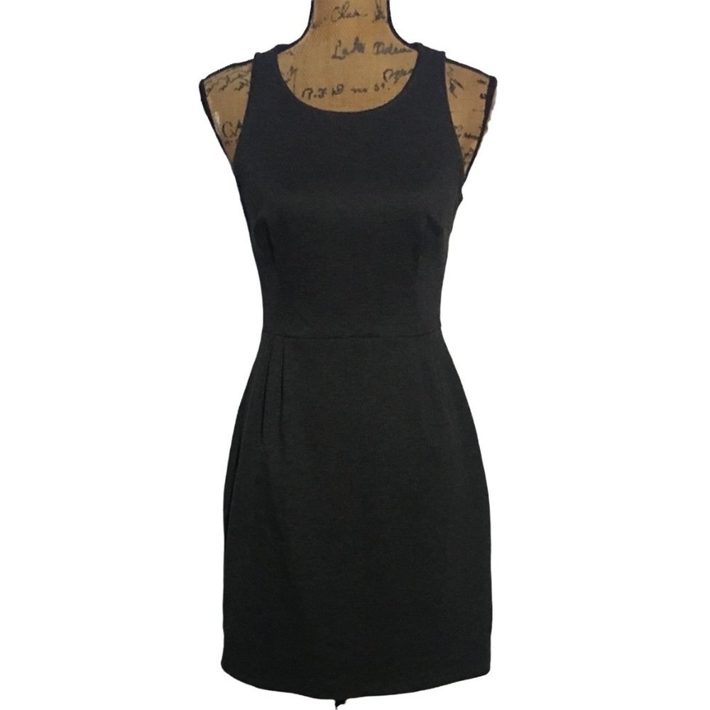 Old Navy S Dress Charcoal Gray Sleeveless Round Neck A Line Career Cute Washable